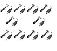 10 Pack | 3,7V Cavo di Ricarica USB con Connettore SM-2P per Droni, Auto RC, Giocattoli, Mini Auto RC Anfibie, Barche, Camion, Elicotteri | Per Batterie Li-ion e Li-Po 3,7V