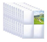 10 Pack 40 Tasche A4 Foto Maniche per Raccoglitore ad Anelli A4, Guaine Trasparenti per Cartoline, 4 Scomparti, Proteggi Pagine Fotografiche su Entrambi i Lati, Foto Pagine di Ricarica (105x153 mm)