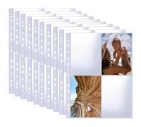 10 Pack 40 Tasche A4 Foto Maniche per Raccoglitore ad Anelli A4, Guaine Trasparenti per Cartoline, 4 Scomparti, Proteggi Pagine Fotografiche su Entrambi i Lati, Foto Pagine di Ricarica (105x153 mm)