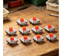 10 Pack Low Profile Linear Switches 5.3mm Silent(Red) | Low profile 5.3mm height, smooth linear feel, silent operation, plastic material, 10-pack value