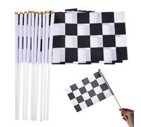 10 Pack Racing Checkered Hand Waving Flags 14x21cm, Black And White Polyester Flags With Sticks For Race Car Events, Sports Celebrations, Party Decor, F1 Theme And Outdoor Competitions