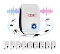 10 Pack Repellente ad Ultrasuoni per Topi,Antizanzare Repellente Ultrasuoni Professionale,Efficace Contro le Formiche/Mosche/Insetti/Scarafaggi/Topi/Zanzare/Ragni,Human & Pet Friendly