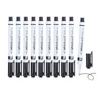 10-Pack Ultra-Fine Tip Dry Erase Markers - 0,5 mm Washable Pens with Eraser | 5,51" x 0,43" Ogni lunghezza (14 x 1,1 cm, 0,5 mm Fine Tip, 78 g Total Weight), 10 pezzi, PP Body with Built-in Cap