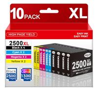 10 Packs 2500XL Cartucce d'inchiostro Compatibili con Canon PGI-2500XL PGI 2500 Cartucce per Canon Maxify MB5050 MB5150 MB5155 MB5350 MB5450 MB5455 iB4050 iB4100 (4 Nero,2 Ciano,2 Magenta,2 Giallo)