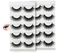 10 paia 3D nero lungo individuale realistico spesso fatto a mano drammatico, perfetto per professionisti, danza, feste, Wending