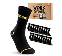 10 Paia Calze da Lavoro Uomo Cotone Rinforzate WORK Socks Nero 39-42