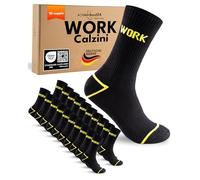 10 Paia Calze da Lavoro Uomo Cotone Rinforzate WORK Socks Nero 43-46