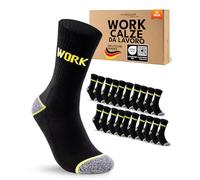 10 Paia Calze da Lavoro Uomo Cotone Rinforzate WORK Socks Nero/Grigio 47-50