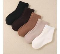 10 paia di calze calde di colore scuro per bambini, adatte per la vita quotidiana/abbigliamento in autunno e inverno, calze calde per bambini e bambine, calze calde di colore unito per bambini e bambi