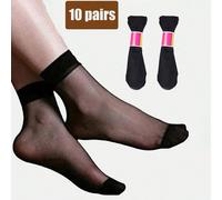 10 paia di calze corte velate da donna, nei colori nero e nude, leggere per la primavera/estate, calze corte trasparenti casual (senza scheda) Tagli Unica,5 paia nere,1 paio nero,20 paia nere,40 paia