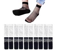 10 Paia Di Calzini A Rete Neri, Calzini A Rete Medio-Alti, Calzini Cavi Alla Moda, Calzini Elastici Trasparenti, Calzini Da Donna