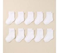 10 paia di calzini bianchi unisex a metà polpaccio per bambini, calze confortevoli adatte sia per i maschi che per le femmine in tutte le stagioni. Adatti per neonati e bambini di età compresa tra 0 e