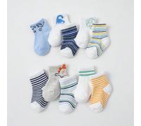 10 paia di calzini carini con dinosauri per bambini maschi, calzini elastici per bambini piccoli 0-6M,6-12M,1-2Y,2-3YA strisceTessuto