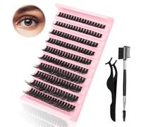 10 paia di ciglia finte con arricciatura a D, ciuffetti naturali per un look voluminoso fai da te, striscia russa con pennello e pinzette, ciglia finte occhio di gatto