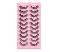 10 paia di ciglia finte in finto visone effetto occhio di gatto, con espressione naturale ibrida 3D, mosse, morbide, fatte a mano, riutilizzabili, con curvatura a D (DH06-03)