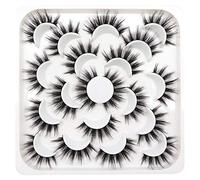 10 paia di ciglia finte in finto visone, morbide, volumizzanti, fatte a mano, riutilizzabili, ciglia finte drammatiche a occhi lunghi, confezione da 10 paia (Glam)