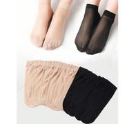 10 paia di collant trasparenti di colore uniforme per donna, calze corte in seta cristallina alla moda e traspiranti, sexy, ultra sottili, antigraffio e resistenti Tagli Unica,10 paia nere,10 paia di