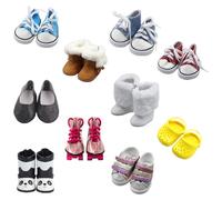 10 paia di scarpe per bambole da 18 pollici, BOSOIRSOU 7cm Stivali Scarpe da ballo Sandali Scarpe casual Scarpe di tela Adatte per 45cm American Girl Doll Accessori