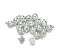 10 paia/lotto 6/8/10 mm connettori magnetici rotondi fermagli magnete ciondoli tappo terminale per gioielli fai da te creazione coppia bracciale collana-argento-8 mm