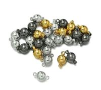 10 paia/lotto 6/8/10 mm connettori magnetici rotondi fermagli magnete ciondoli tappo terminale per gioielli fai da te creazione coppia bracciale collana - misto-6 mm