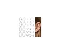 10 paia orecchini donna acciaio chirurgico 316L, set orecchini ipoallergenici, piercing orecchio con cerchio piccoli e bottone oro/argento, piercing trago helix conch per donna e uomoArgento-Ala