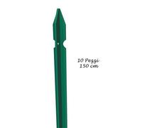 10 Pali per Recinzione 150 cm Ferro Plastificato Paletti Verdi da Rete Giardino