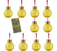 10 palline di Natale da appendere, in plastica trasparente, riempibili, con gancio, per la decorazione natalizia della casa (giallo, 100 ml)