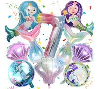 10 palloncini a forma di sirena, 7° compleanno, decorazione per ragazze, a forma di sirena, in pellicola, per il compleanno dei bambini, per feste subacquee, decorazione a tema oceano