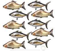 10 palloncini gonfiabili realistici a forma di carpa, tonno e pesce, in lamina con nastro, per pesca, feste a tema, decorazioni (83,8 cm, 68,6 cm)