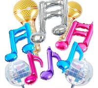 10 palloncini pastello rosa, viola e blu, decorazioni per feste di compleanno a tema K-pop, palla da discoteca gonfiabile, microfono, note musicali, palloncini a forma di note musicali anni '50, decor