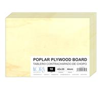 10 pannelli in legno di pioppo compensato da 4 mm. (30 x 42 cm - A3)