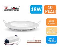 10 PANNELLI V-TAC FARO FARETTO LED ULTRASLIM DA INCASSO 18W ROTONDO VT1807RD [EEK: A+]