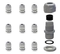 10 passacavi M12 x 1,5 (grigio sintetico) con controdado per cavi di diametro 3 - 6,5 mm, impermeabile, IP68 - (metrico)