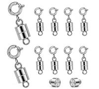 10 PCS Chiusura Magnetica per Catene,chiusure magnetiche argentate per collane,Fermagli Argentati per Collane e Braccialetti,Gancetti Magnetici Resistenti Facili da Usare come Chiusure per Collane