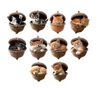 10 PCS Christmas Forest Animal Hanging Ornaments - 2D Acrylic Charm Decor, Keychain & Bag Pendant, Forest Animal in Pine Cone Christmas Ornaments, Gift for Nature Lovers, Holiday Home Decor