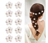 10 Pcs Clip Per Capelli Piccola A Forma Di Fiore, Pinza Per Capelli Decorativa, Accessorio Per Capelli Per Donna E Ragazza, Per Capelli Lunghi Spessi Ricci Sottili, Bianco