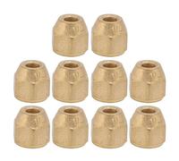 10 Pcs Flare Nut, 1/4 Inch Brass Flare Nut Connector Copper Tube Extension Butt High Pressure 150PSI for Air Conditioning HVAC Plumbing Repair
