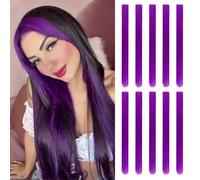 10 PCS Hair Extensions Clip in, 22 Inch Colored Hair Extensions Party Highlights Long Straight Synthetic Hairpieces for Women Cosplay (10PCS-Grape Purple)