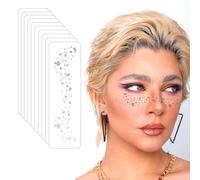 10 pcs Lentiggini Glitter Tatuaggio Facciale,Tatuaggi Glitterati Temporanei,Tatuaggi Glitterati con Lentiggini, Pellicola Argento, Design Impermeabile,Accessori per Feste-QBT001