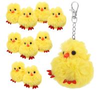 10 Pcs Portachiavi Con Una Piccola Papera Gialla Animali Imbalsamati Accessori