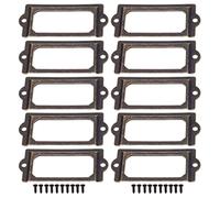 10 Pcs Portaetichette in Metallo Bronzo Porta Etichette in Metallo Cornice per Biglietti da Visita in Metallo Telaio Scheda Nome per Ufficio Cassetti Classificatori (70x33mm)