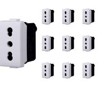 10 Pcs Presa Bipasso Bianco, Compatibile Con Bticino Matix