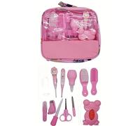10 PCS Set Per La Cura Del Bambino,Set Portatile Neonato Accessori Bellezza Igiene per La Cura Dei Neonati Con Termometro, Pettine, Tagliaunghie, Forbicine,Spazzolino da Denti Etc (Rosa-13pcs)