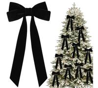 10 PCS Velvet Christmas Tree Bows with Hair Clip, Velvet Christmas Tree Bow for Gift, Vintage velvets Ribbon Bow for Decor, for Xmas Tree, Wreaths, Garland, Gifts (Black)