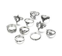10 Pcs Vintage Retro Charm Hollow Flowers Boho Stacking Rings Finger Knuckle Midi Ring Set For Women s Clever treatment