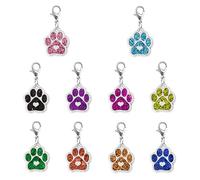10 Pendenti Colorati A Forma Di Zampa Di Cane, Ciondolo Epossidico Glitterato Con Impronta Di Cane E Chiusura A Moschettone, Accessori Di Gioielli Fai Da Te