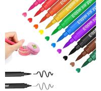 10 Pennarelli Alimentari Doppia Punta - Pennarello Edibile per Torte, Biscotti, Cioccolato, Macaron - Inchiostro Sicuro per Alimenti - Decorazioni Colorate per Bambini & Pasticceria Creativa