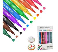 10 Pennarelli Alimentari Professionali a Doppia Punta - Penna Edibile per Decorazione Torte, Biscotti, Macaron e Fondente - Colori Brillanti