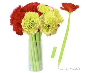 10 penne a sfera creative a forma di garofano artificiale, a forma di fiore nero, 0,5 mm, inchiostro gel, per ragazze, donne, insegnanti, a casa, ufficio, scuola, scrivania, decorazioni, colore