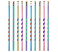 10 penne ergonomiche con corpo colorato, gomma arcobaleno, matite in resina ecologica - durezza HB